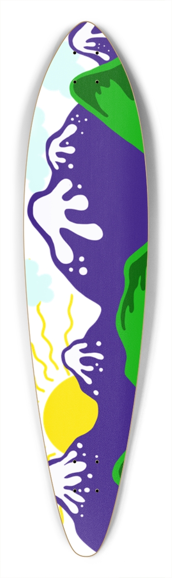 Cartoon Mountains Pintail Longboard