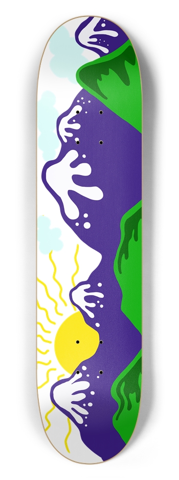 Cartoon Mountains 7-1/2 Skateboard Deck