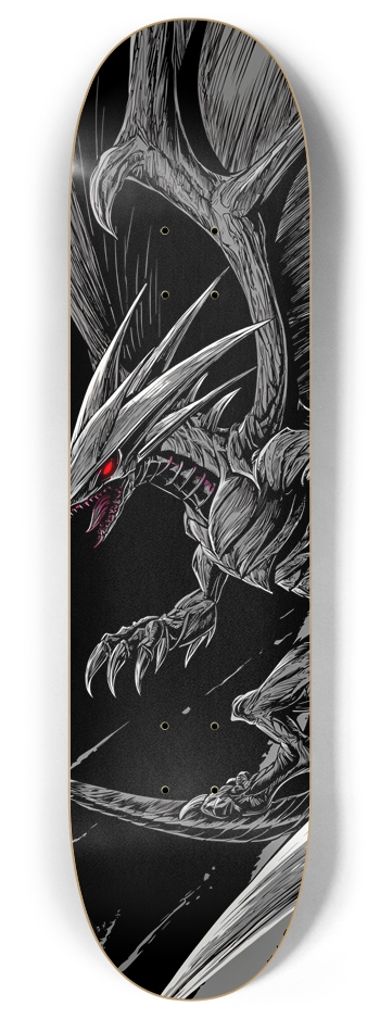 Red Eyed Silver Dragon 8 Inch Skateboard Deck