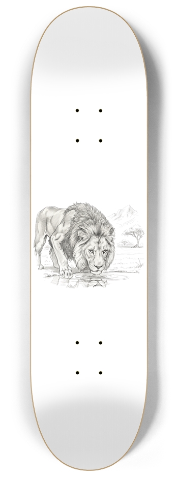 Lion Drinking Sketch 8-1/4 Skateboard Deck