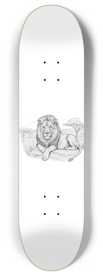 Lion Relaxing Sketch 8 Inch Skateboard Deck