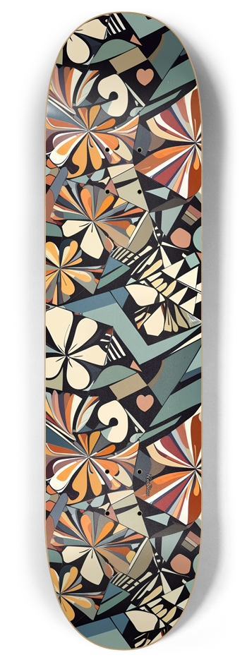 Retro Floral Pattern 8 Inch Skateboard Deck