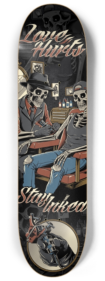 Tattooed Skeletons  8-1/4 Skateboard Deck