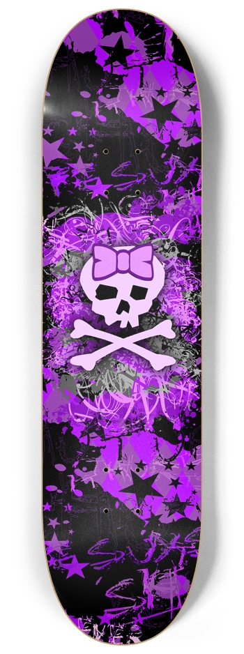 Purple Girly Skull 8-1/4 Skateboard Deck