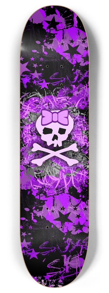 Purple Girly Skull 8 Inch Skateboard Deck