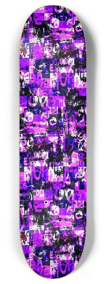 Purple Graffiti Checkers 8 Inch Skateboard Deck