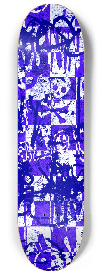 Blue Checker Graffiti 8-1/4 Skateboard Deck