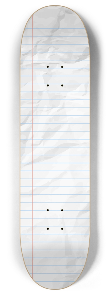 Crumpled Loose Leaf Paper 8 Inch Skateboard Deck