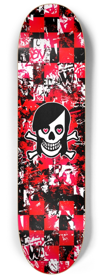 Emo Girl Skull Checkers 8-1/4 Skateboard Deck